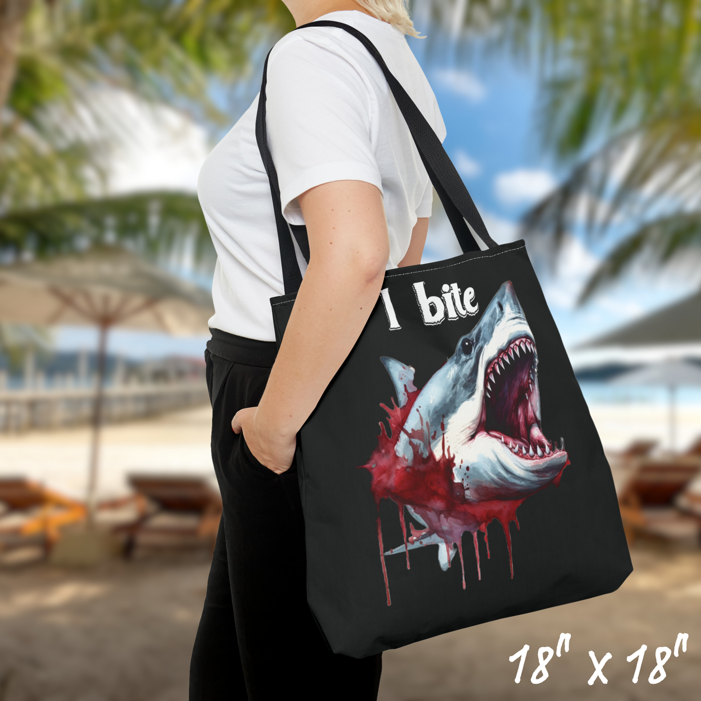 I Bite tote bag shark tote bag gift sharkweek bag gift for him reusable grocery bag gory shark attack tote bag shark beach bag gift for her