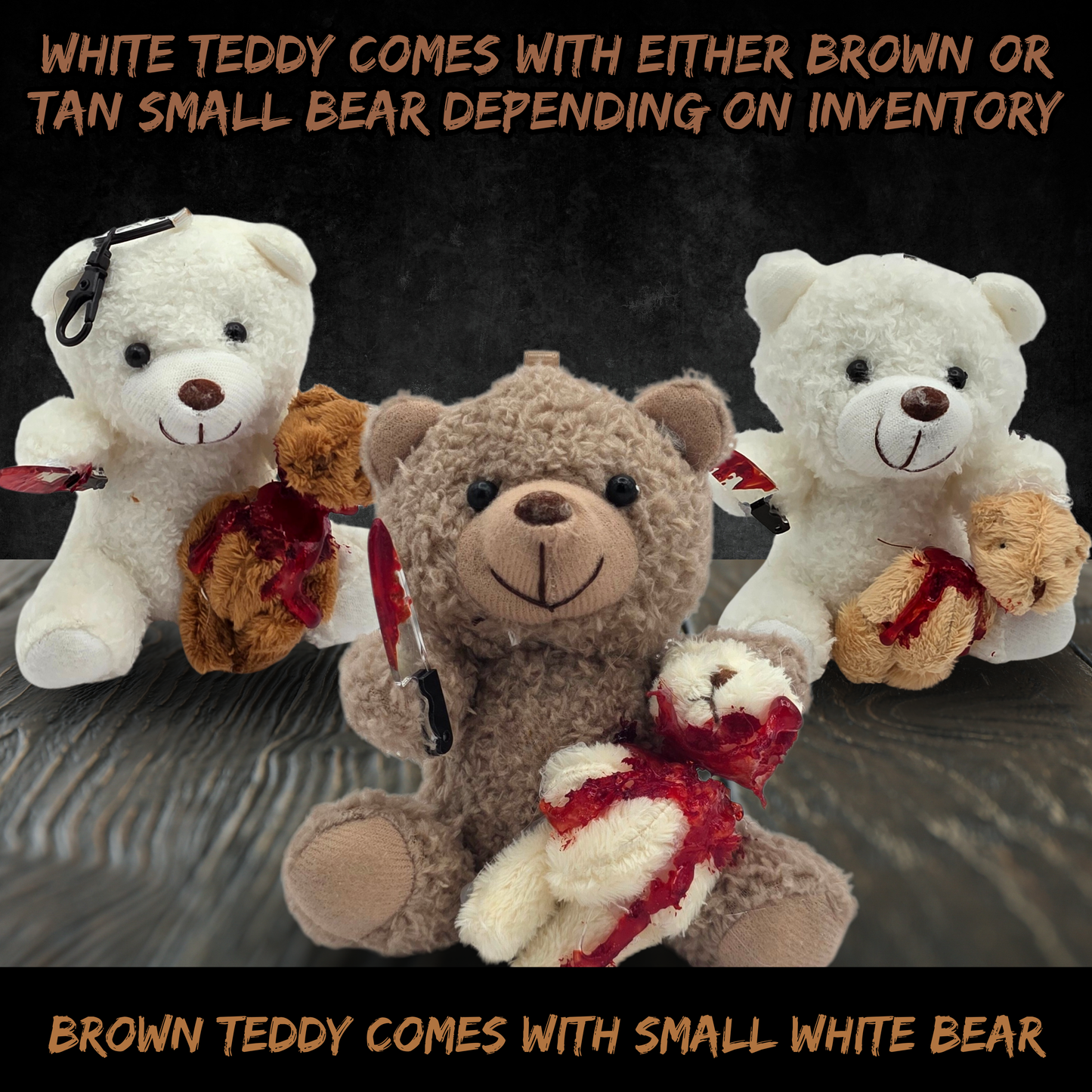 Bad Teddy Keychain Plushie Horror Bear Keychain Cute But Creepy Teddy Bear Knife Plush Goth Bag Charm