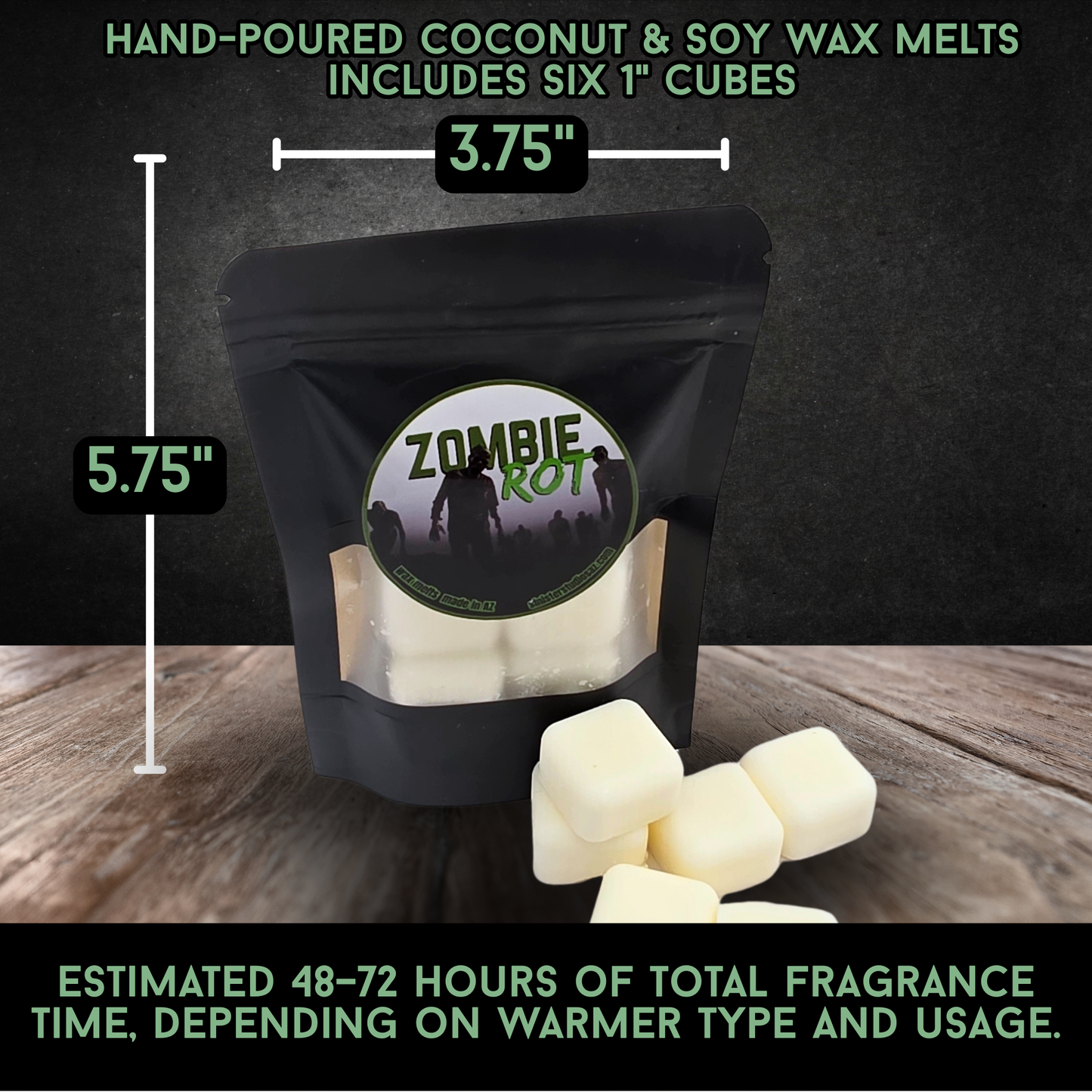 Zombie Rot Horror Candle and Wax Melts | Marine Moss Spiced Fruit Scent | Goth Home Decor | Skull Candle | Creepy Gift