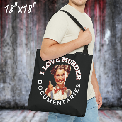 I Love Murder Documentaries Tote Bag true crime tote bag horror tote bag true crime gift for her reusable tote for true crime fan birthday gift for horror fan