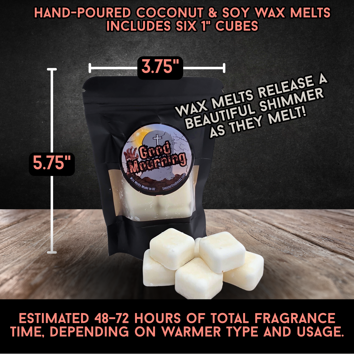 Good Mourning Grapefruit Candle & Wax Melts | Horror Candle | Fresh Citrus Scent | Macabre Gothic Decor | Soy Coconut Wax