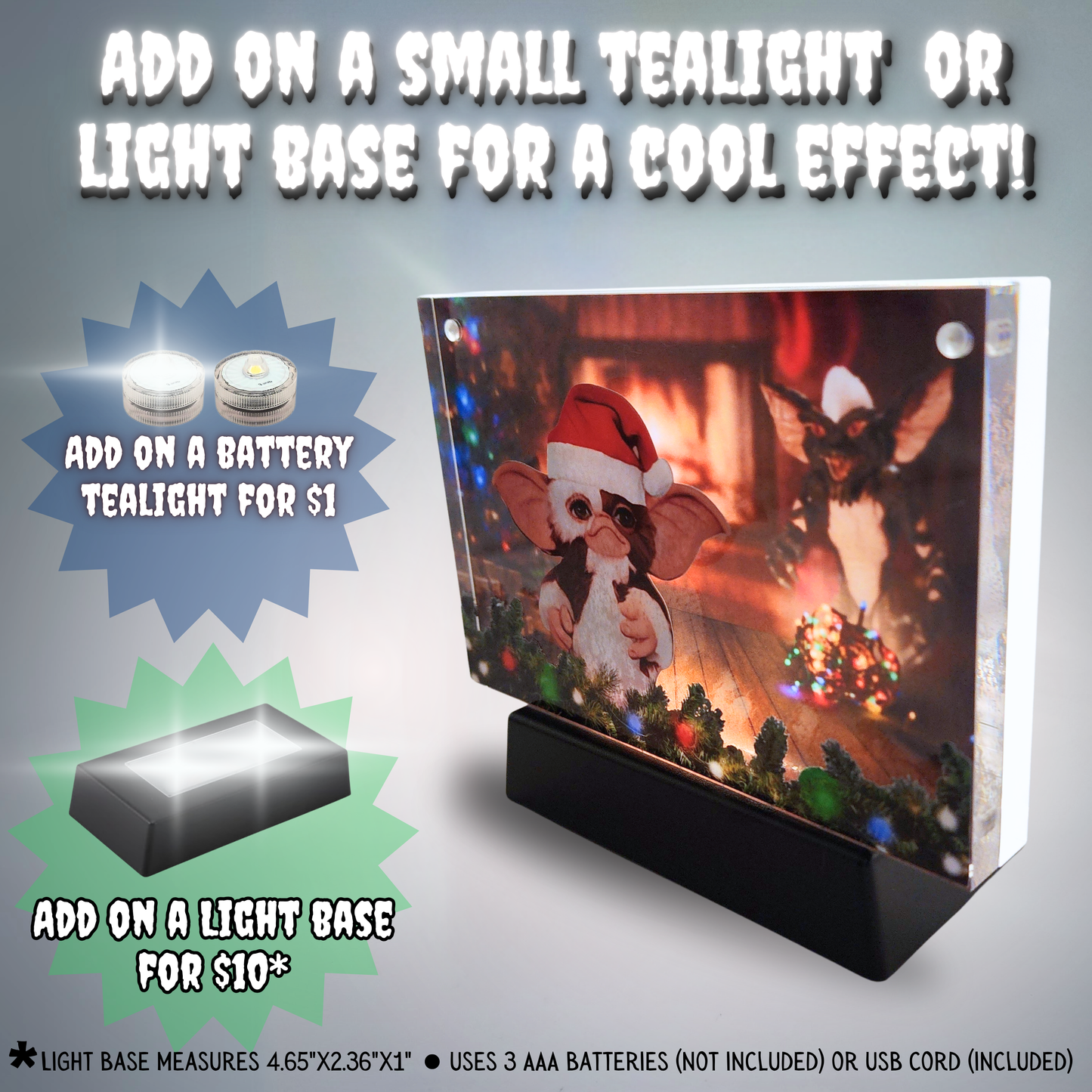 Gremlins Christmas 3D Layered Acrylic Display | Gizmo Holiday Horror Decor | Spooky Christmas Gift | Sinister Studios AZ
