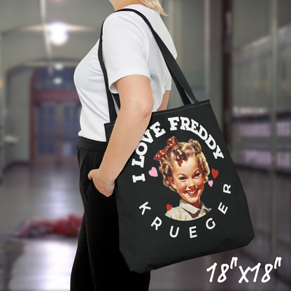 I Love Freddy Krueger Tote Bag Freddy Krueger bag gift for her Nightmare on Elm Street tote bag Horror movie fan tote bag Reusable Freddy Krueger tote