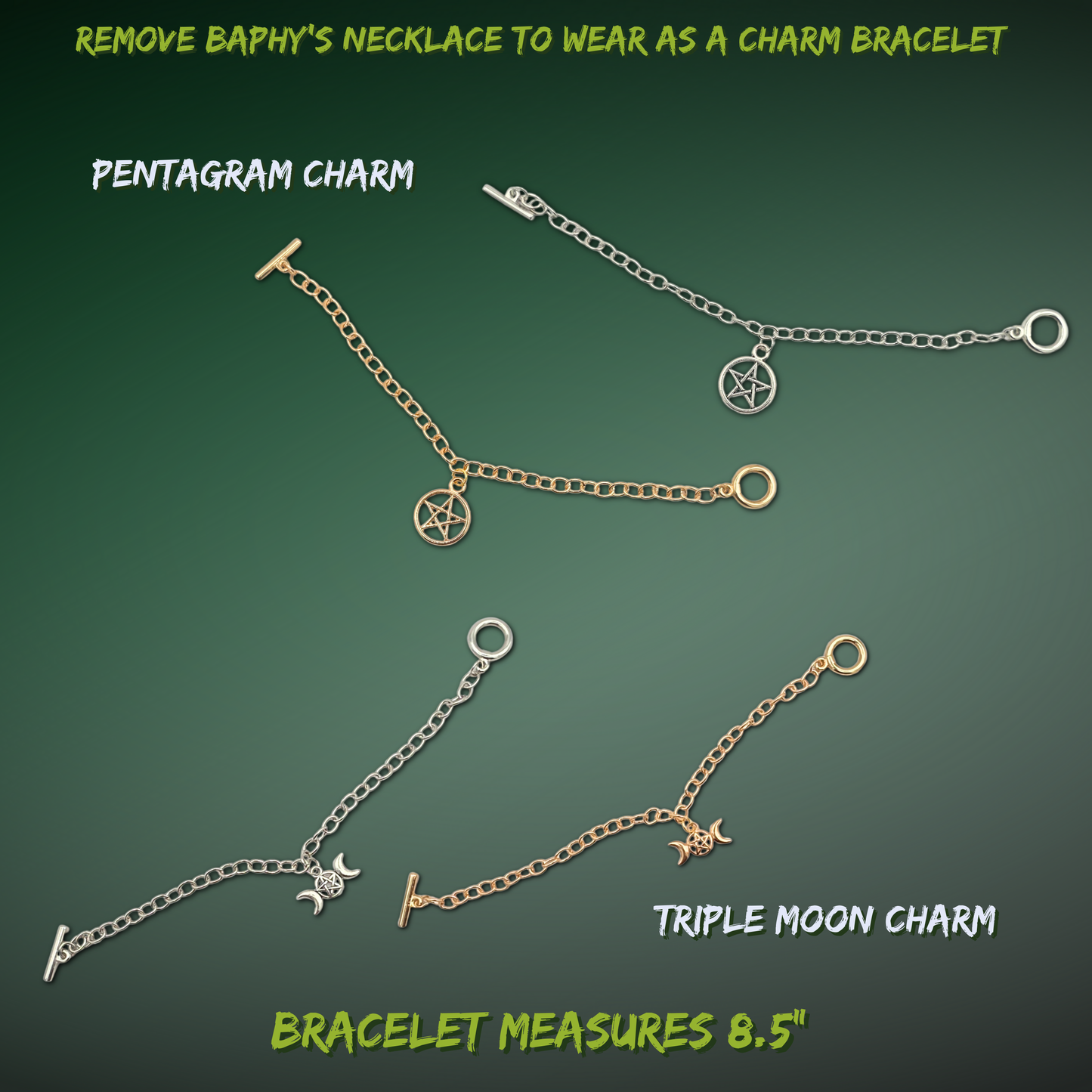 Bad Baphy Baphomet Goat Plushie with Bloody Heart & Removable Pentagram or Triple Moon Bracelet Necklace Gothic Gift