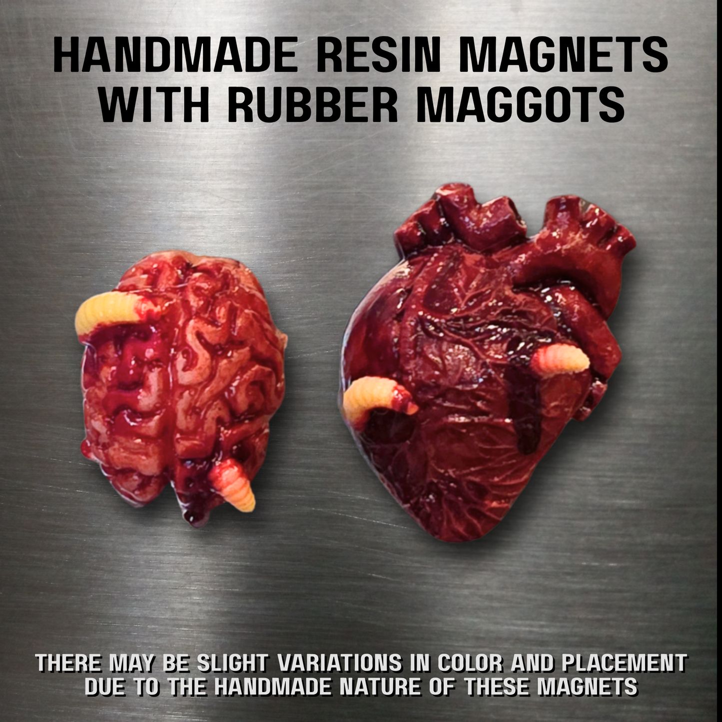 Infected Magnets | Handmade Anatomical Heart & Brain Horror Magnets