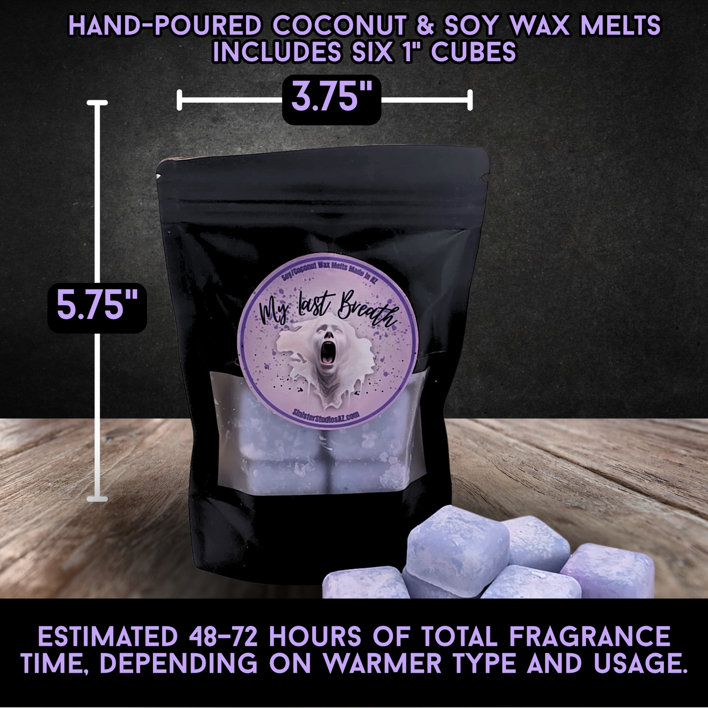 My Last Breath Horror Candle & Wax Melts | Lavender Bergamot Scent | Skull Candle | Gothic Home Decor | Spooky Gift Made in AZ