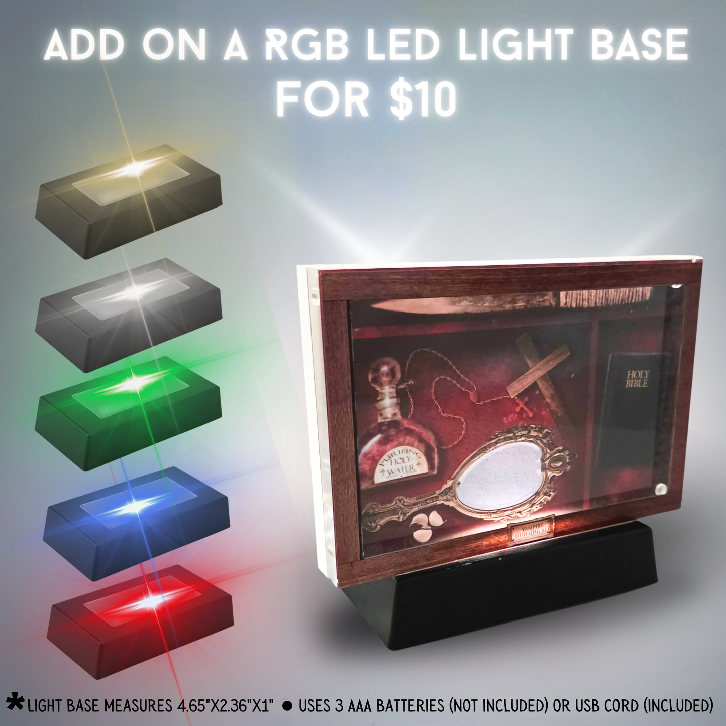 Vampire Hunting Kit 3D Effect Acrylic Display – Gothic Horror Wall Decor, Occult Relic Art, Spooky Collector Gift