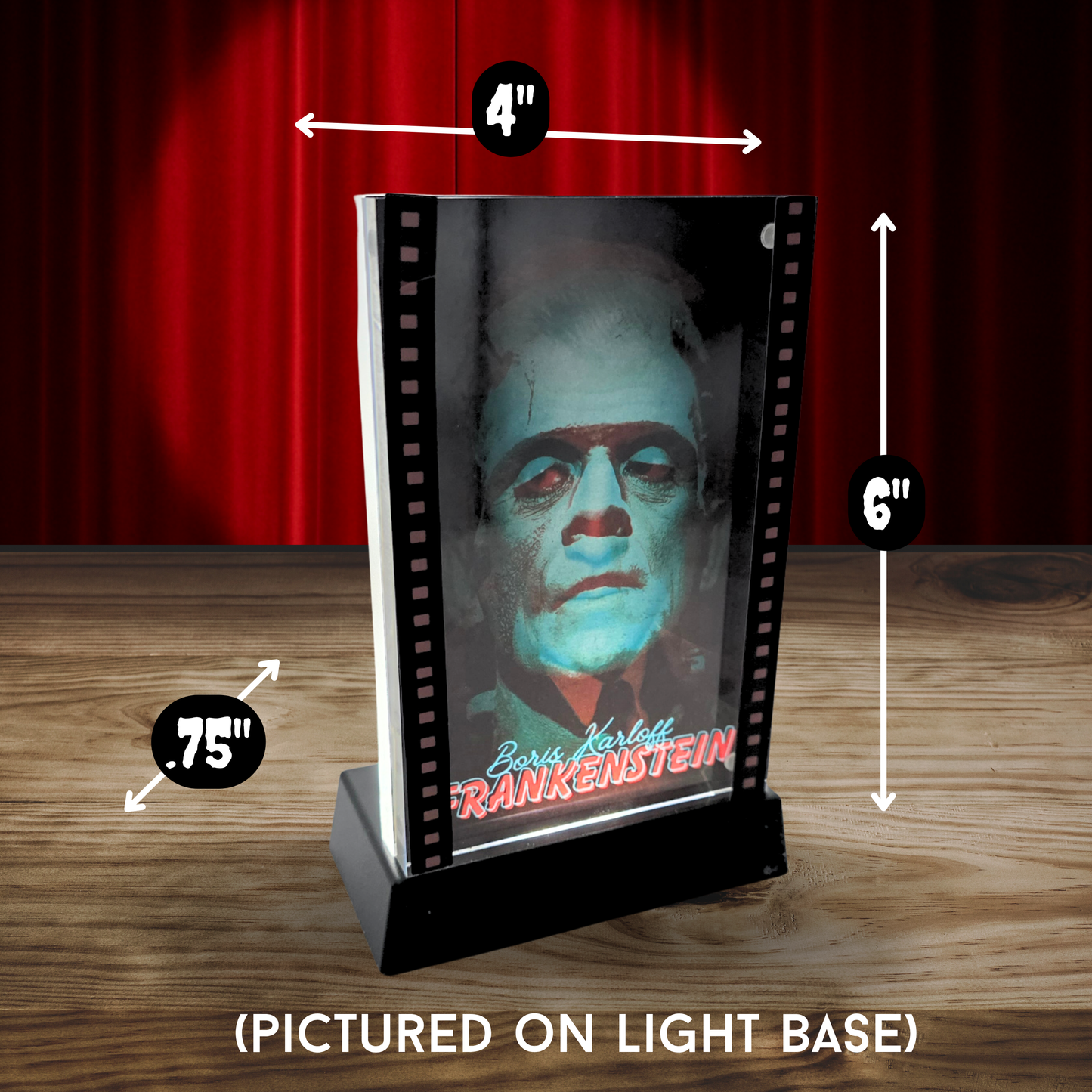 Frankenstein 3D Effect Acrylic – Color Reactive Boris Karloff Monster Illusion Art Display with Optional RGB LED Light Base