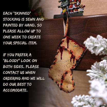 Skinned Holiday Stocking | Ed Gein Inspired Faux Leather Horror Décor | Handmade Bloody Creepmas Gift | Gothic Christmas Stocking AZ