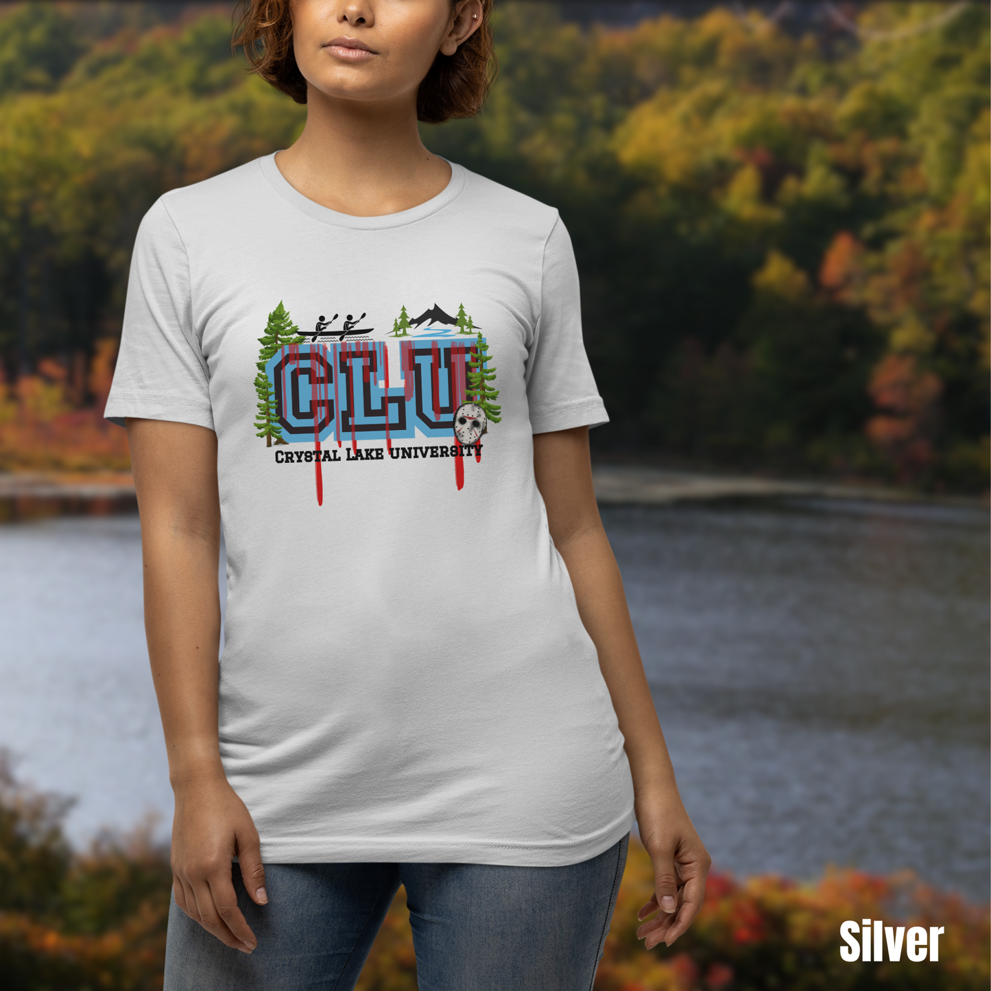 Crystal Lake University tee unisex horror tshirt for her camp crystal lake tee gift Friday the 13th tee for her horror graphic tee Jason Voorhees horror tshirt