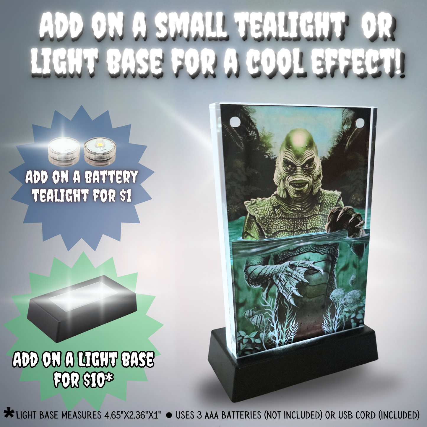 Creature From the Black Lagoon Inspired 3D Effect Acrylic – Classic Monster Layered Horror Art Display with Optional LED Base
