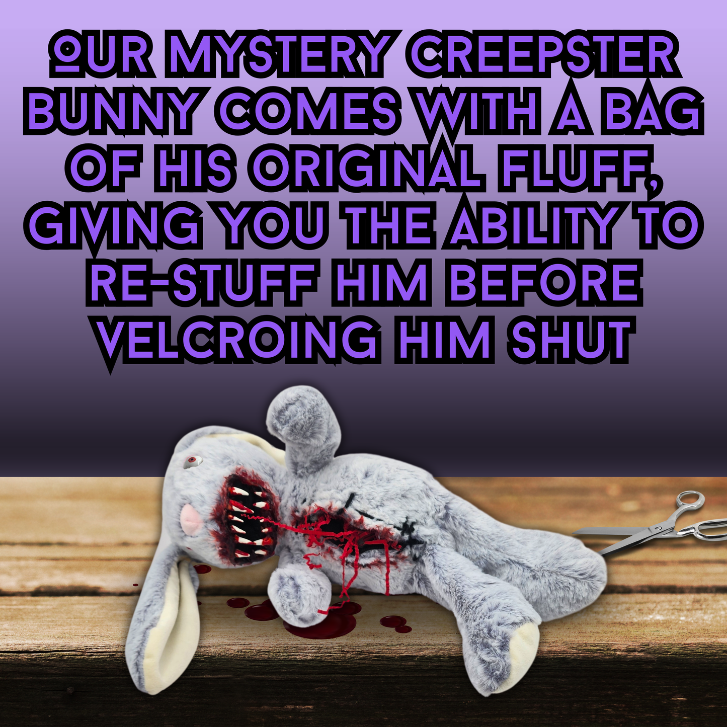 Mystery Creepster Bunny Plush Horror Easter Basket Alternative – Creepy Easter Gift, Cut Open Bunny Surprise Toy, Gothic Plush by Sinister Studios AZ