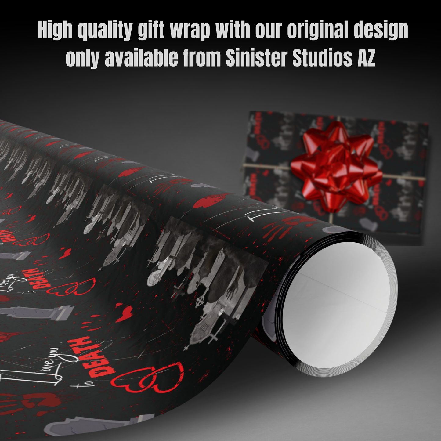 I Love You to Death Gift Wrap macabre love gift Horror love gift wrap tombstone gothic gift wrap birthday gift wrap macabre romance gift wrapping paper