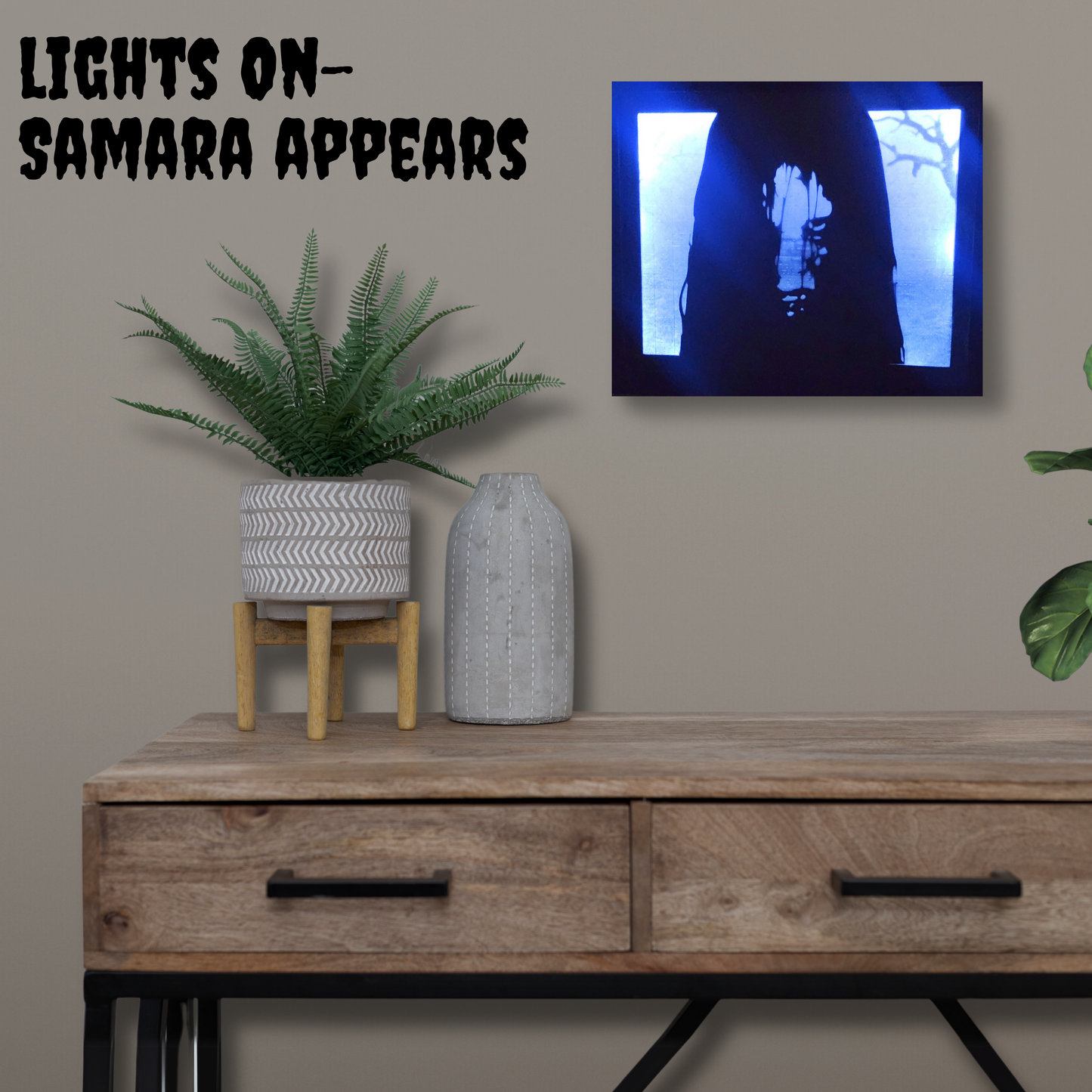 Cursed Light-Up Haunted Frame | Samara Ring-Inspired Horror Decor | Well Scene Turns Creepy When Lit | Made by Sinister Studios AZ