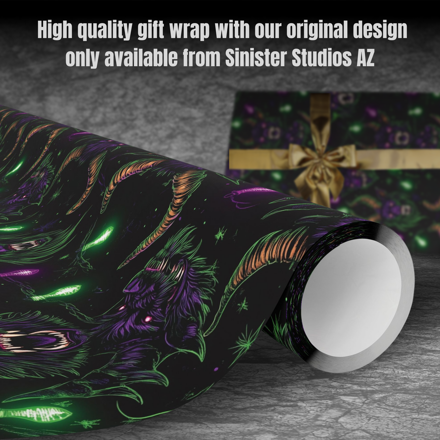 Krampus Lights Gift Wrap spooky gift Horror gift wrap creepy gothic gift wrap krampus birthday gift wrap halloween gift gothic christmas Krampus wrapping paper