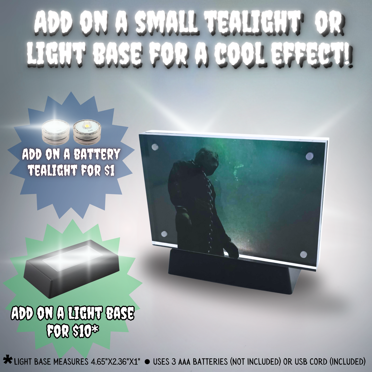 Jason Lives 3D Effect Acrylic Horror Decor, Friday the 13th Inspired Desk Art, Layered Acrylic Display with Optional Light Base