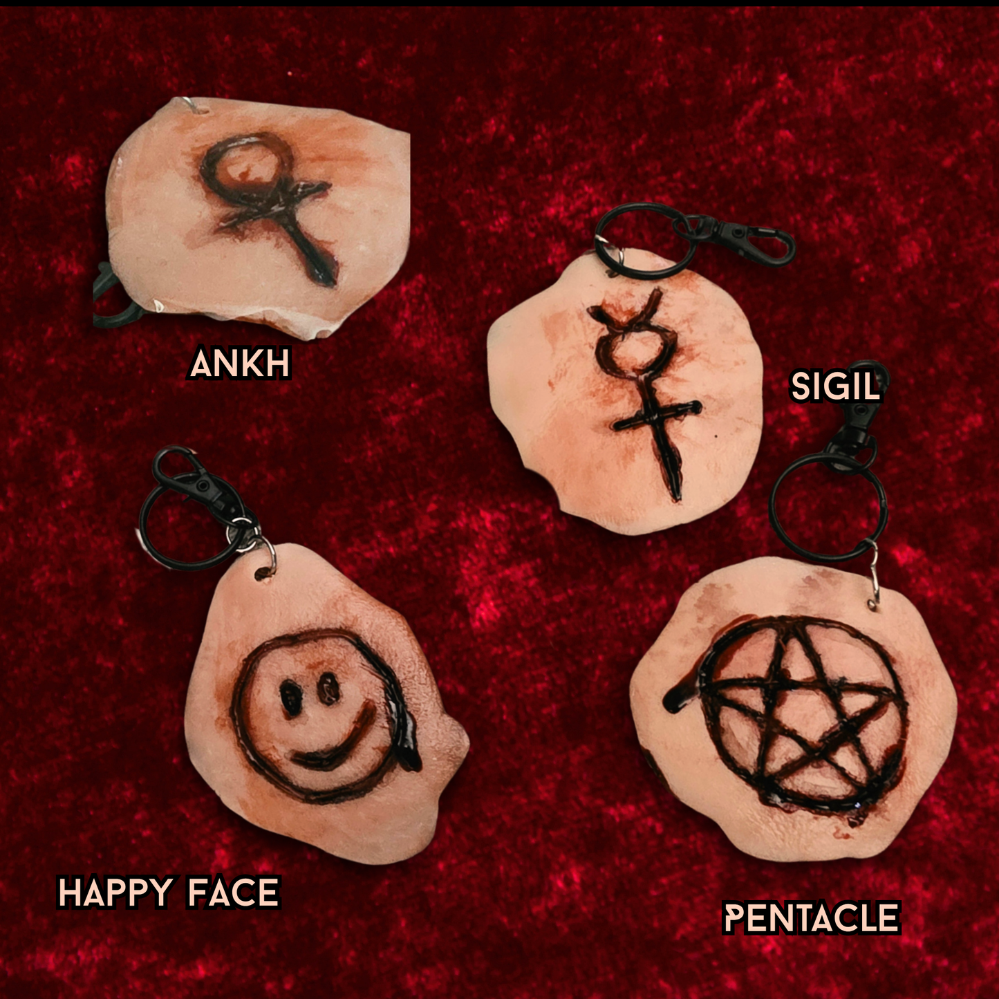 Carved “Skin” Keychain & Bag Charm | Handmade Horror Accessory