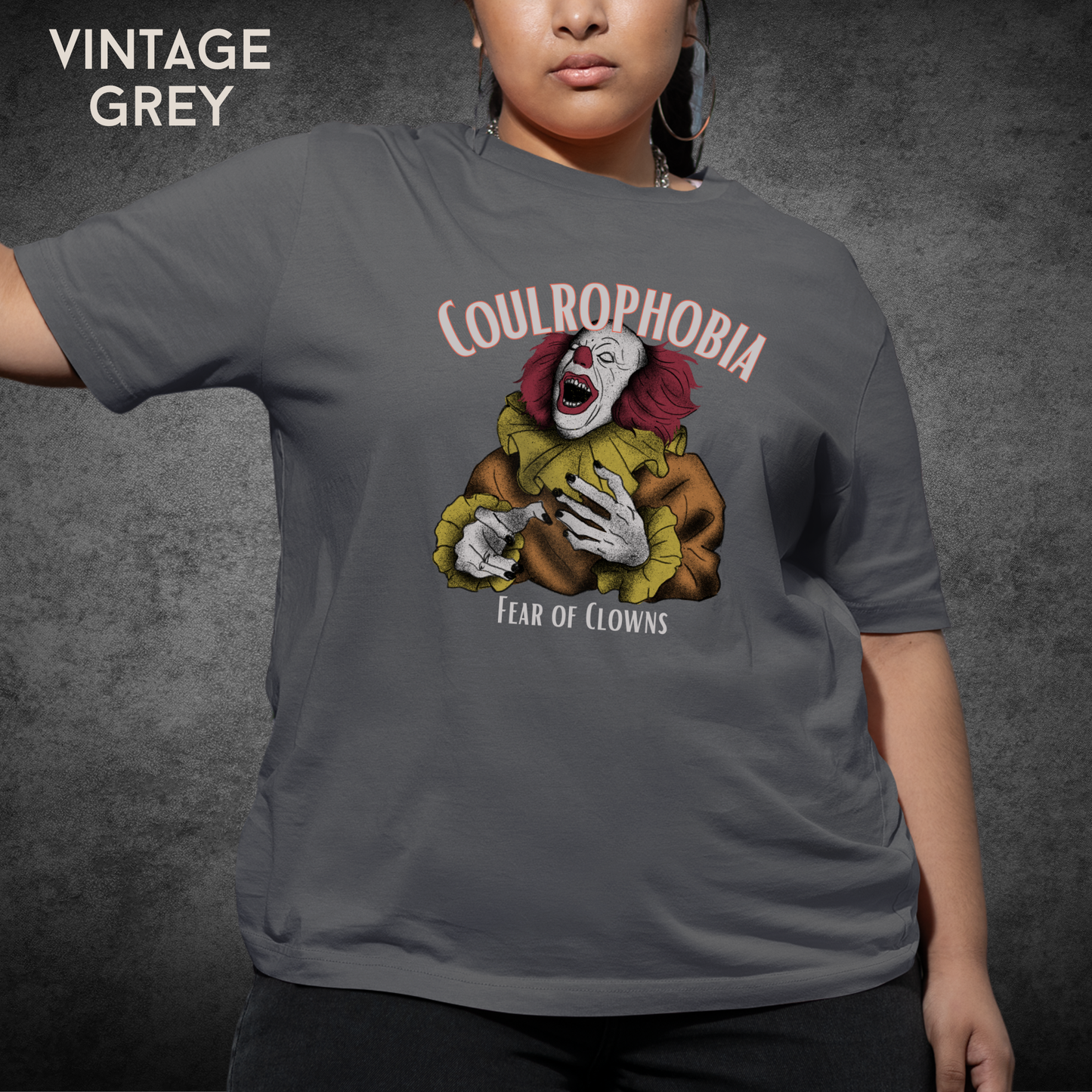 Coulrophobia Unisex Horror T Shirt Fear of Clowns Graphic Tee Creepy Circus Art Shirt Halloween Goth Comfort Colors 1717