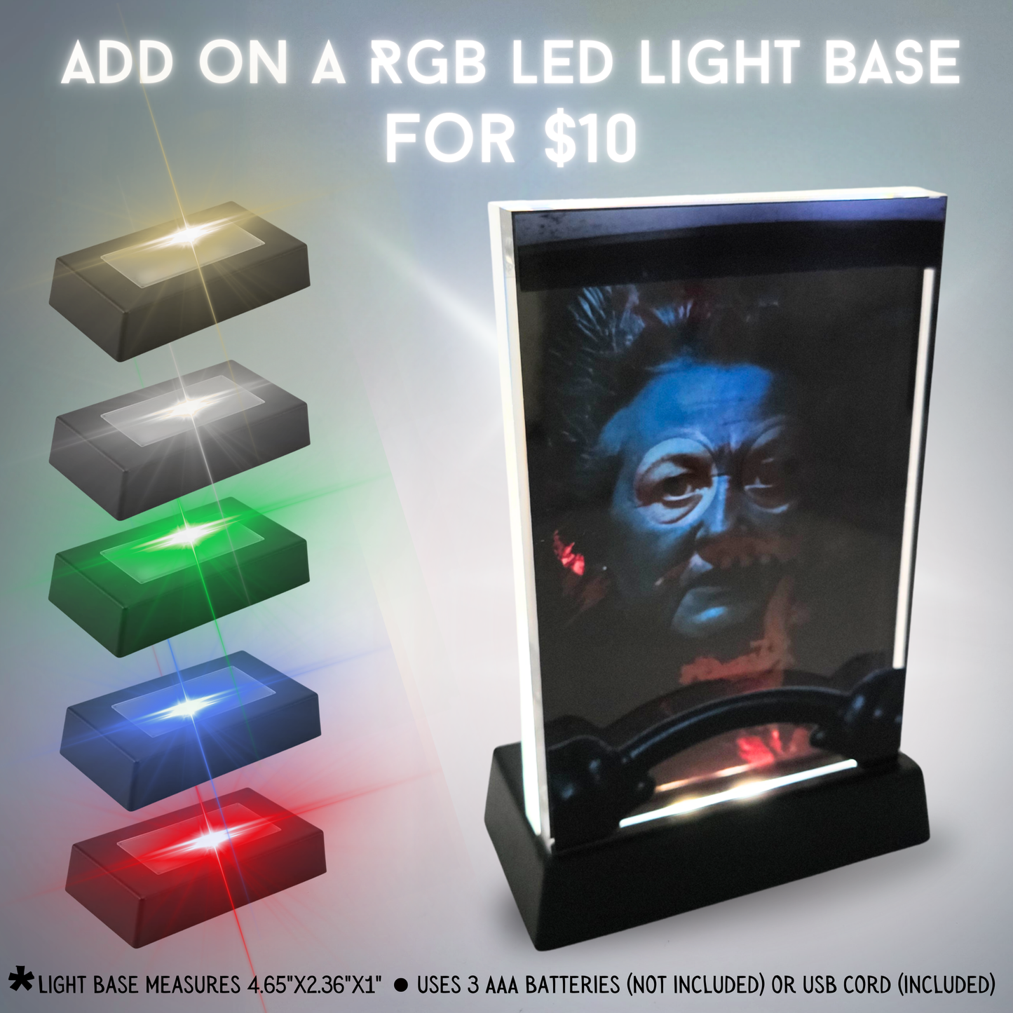 Large Marge Inspired 3D Effect Acrylic – Color Reactive Horror Illusion Art Display with Optional RGB LED Light Base