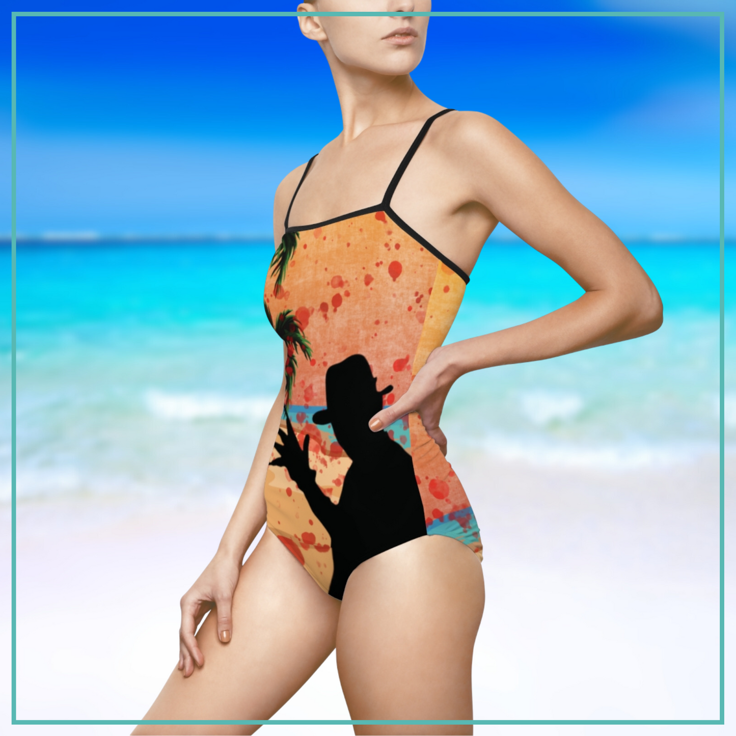 Beachy Freddy strappy one piece women's swimsuit Nightmare on Elm Street inspired movie horror fan swimsuit gift for her Freddy Krueger horror one piece