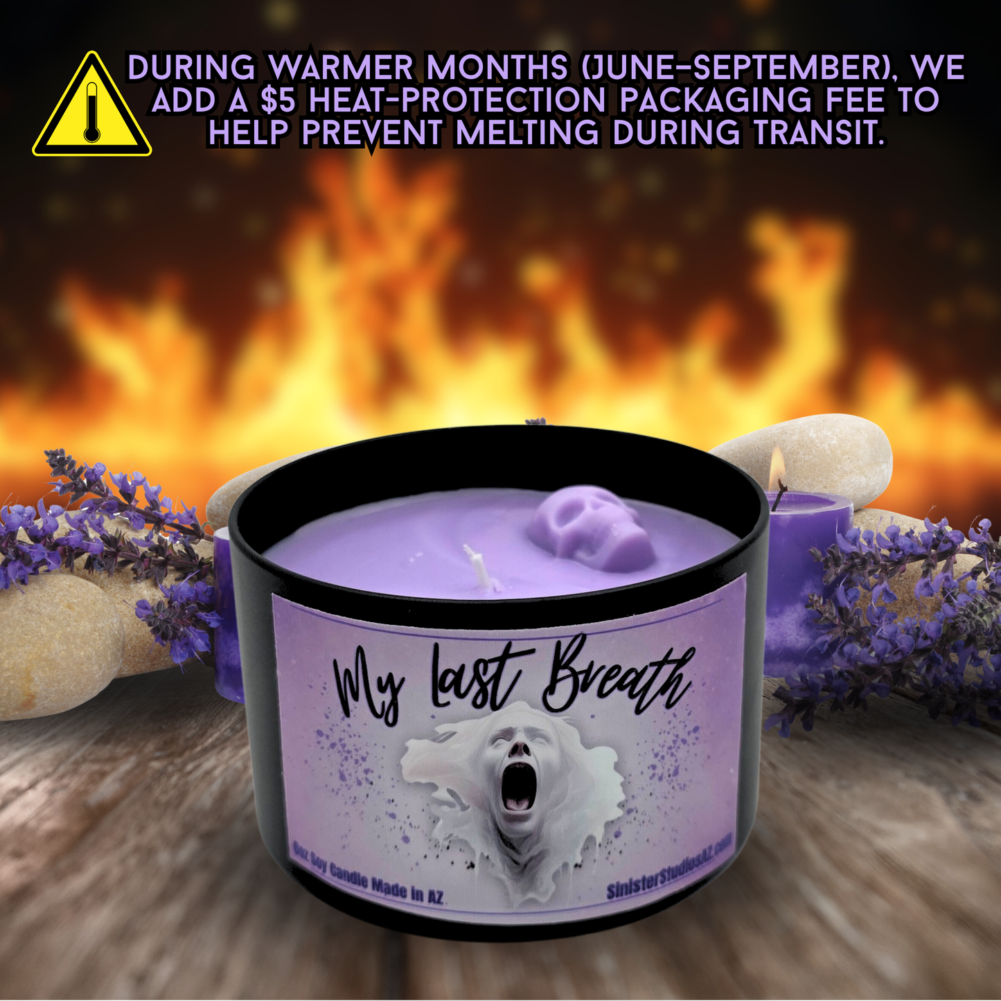 My Last Breath Horror Candle & Wax Melts | Lavender Bergamot Scent | Skull Candle | Gothic Home Decor | Spooky Gift Made in AZ