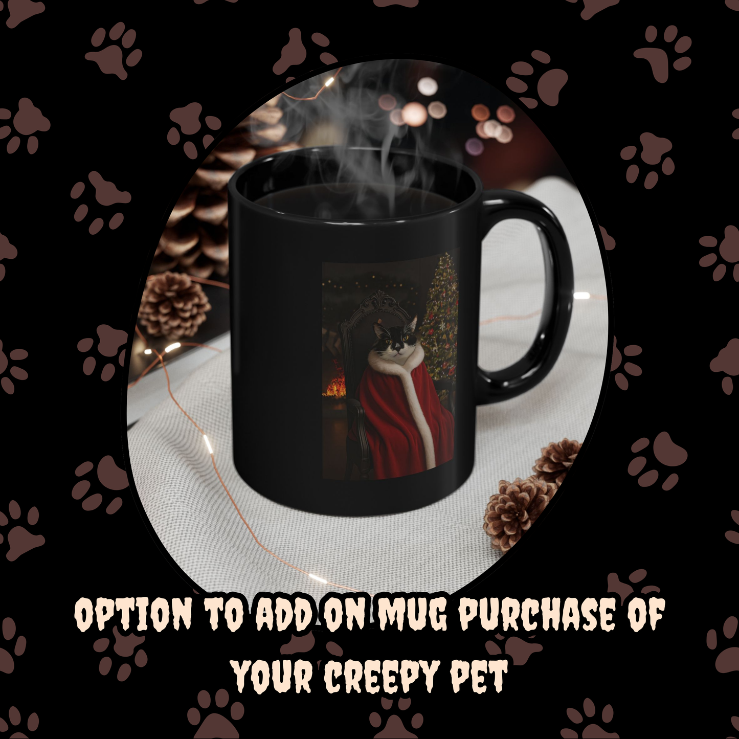 Merry Gothmas Custom Creepy Pet Portrait • Horror Holiday Pet Art • Gothic Christmas Pet Painting • Cat or Dog Photo to Dark Xmas Artwork