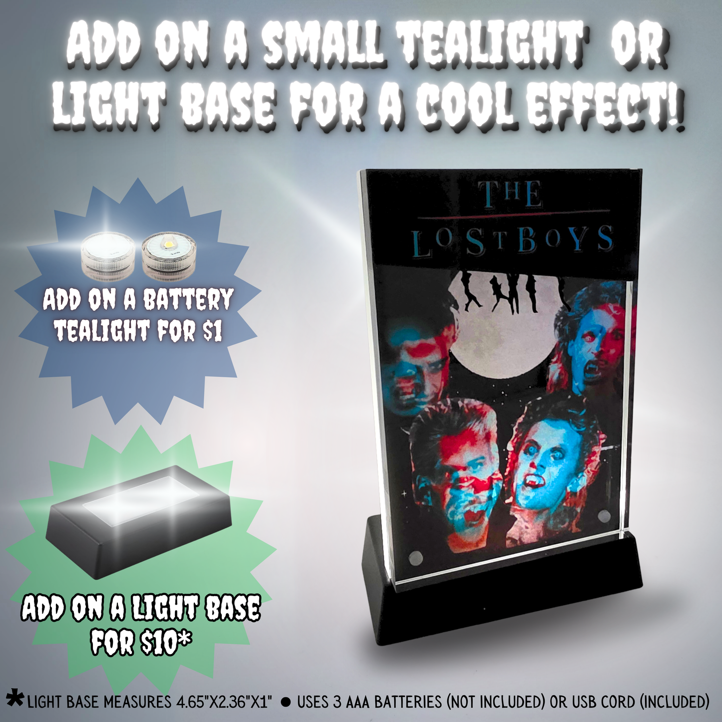 The Lost Boys 3D Effect Acrylic Horror Art | Glitch Vampire Transformation Display | Light Base Optional | Horror Movie Decor