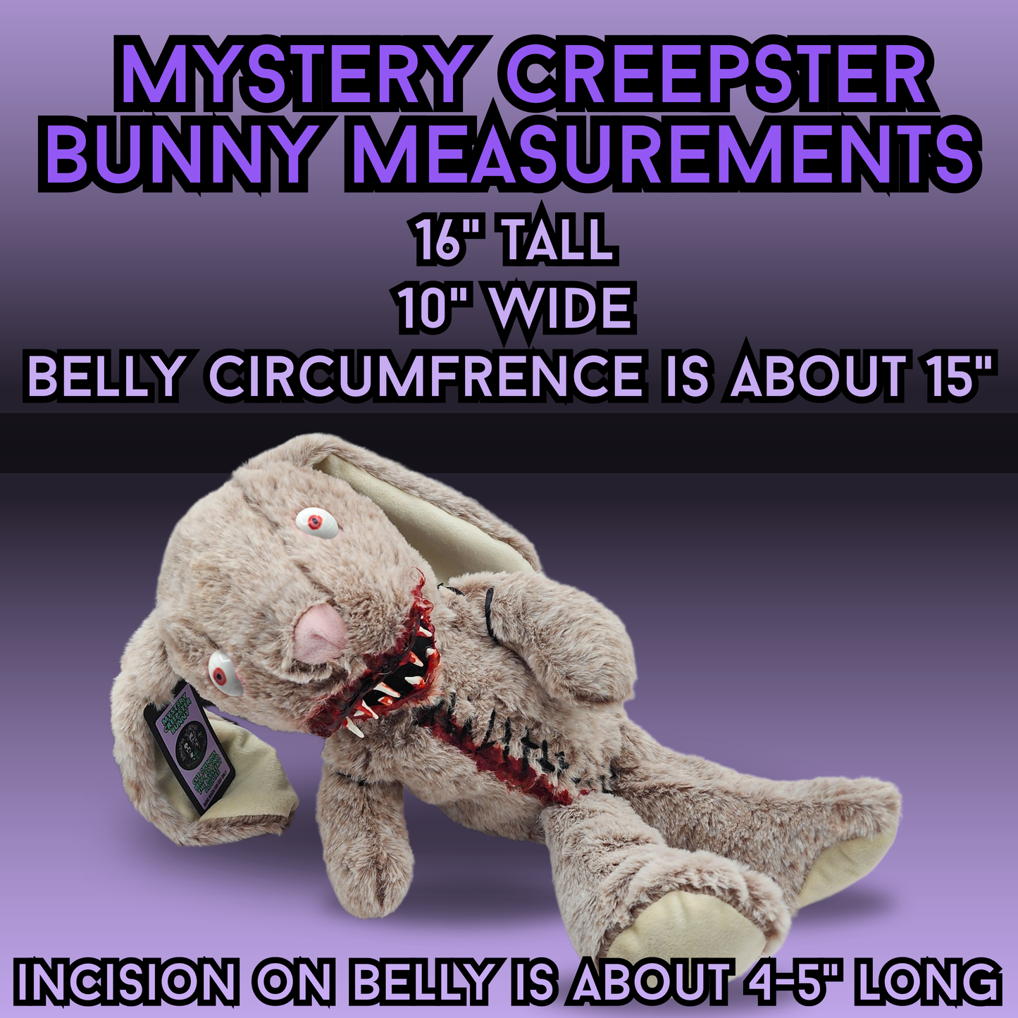 Mystery Creepster Bunny Plush Horror Easter Basket Alternative – Creepy Easter Gift, Cut Open Bunny Surprise Toy, Gothic Plush by Sinister Studios AZ