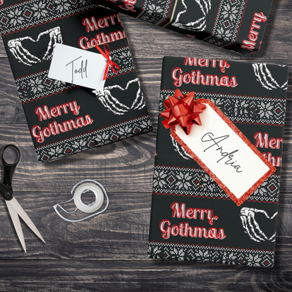 Merry Gothmas Gift Wrap gothic giftwrap goth gift wrap punk gift wrap gothic birthday gift wrap goth christmas gift gothic christmas gothmas wrapping paper