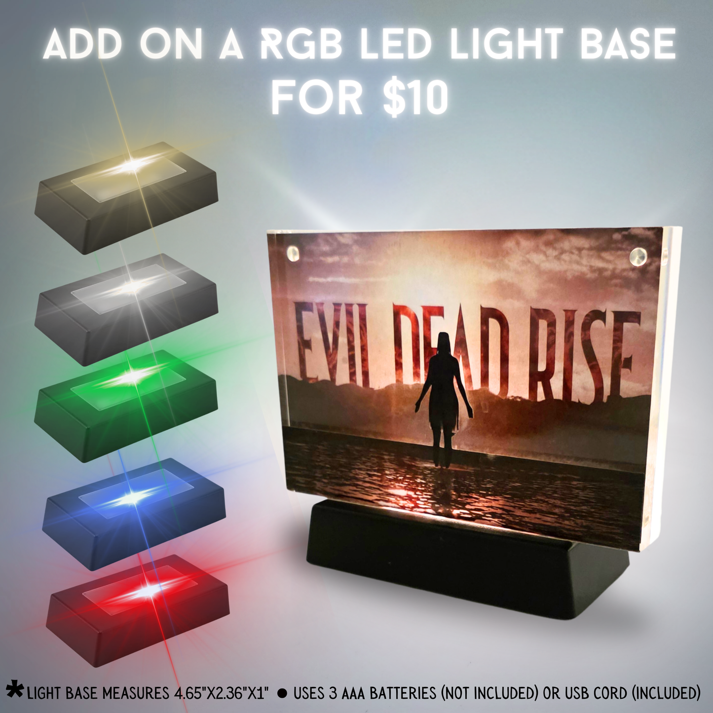 Evil Dead Rise 3D Effect Acrylic Display Horror Movie Collectible Signable Art Autograph Ready Display w/ Optional LED Base