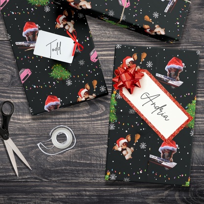 Gizmo Christmas Gift Wrap cute giftwrap Gremlins gift wrap horror movie gift wrap scary birthday gift wrap halloween gift gothic christmas Gizmo santa hat wrapping paper