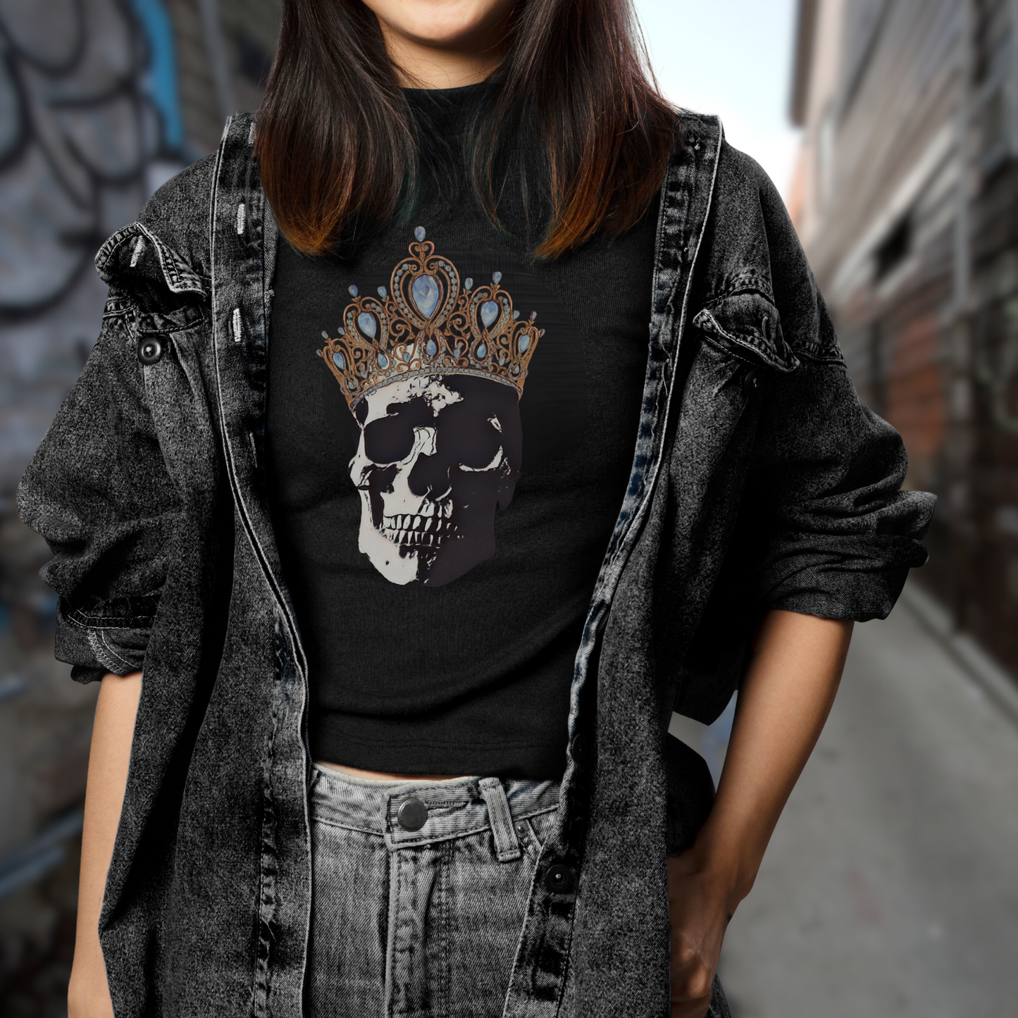 Royal Punk Skull unisex tee gothic skull tshirt gift for her goth skull tee shirt for her royal queen shirt for her birthday skull tshirt gift for her