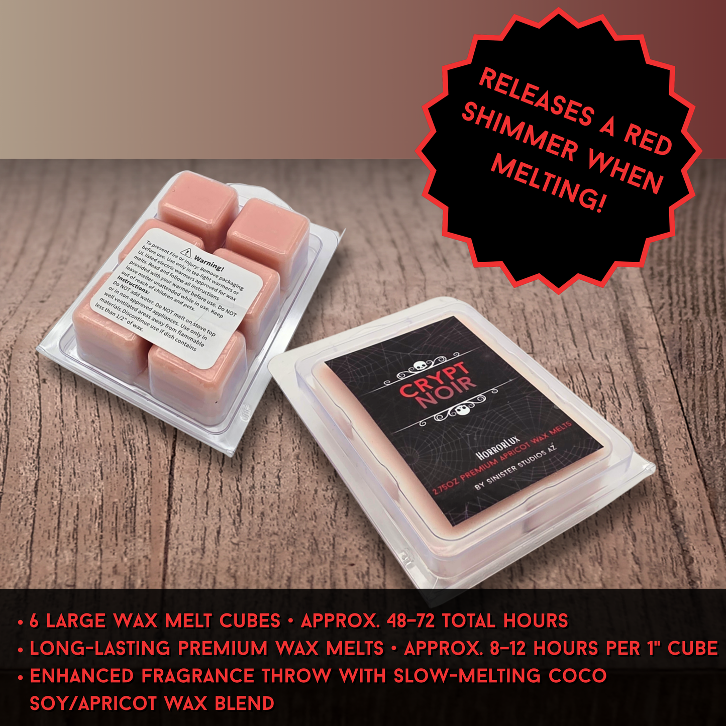 Crypt Noir HorrorLux Dragons Blood Candle & Wax Melts, Gothic Luxury Patchouli Clove Horror Candle Gift
