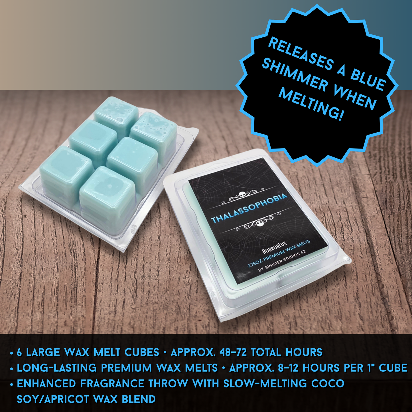 Thalassophobia HorrorLux Candle & Wax Melts Set, Sea Salt Bergamot Sandalwood Gothic Ocean Horror Candle Gift