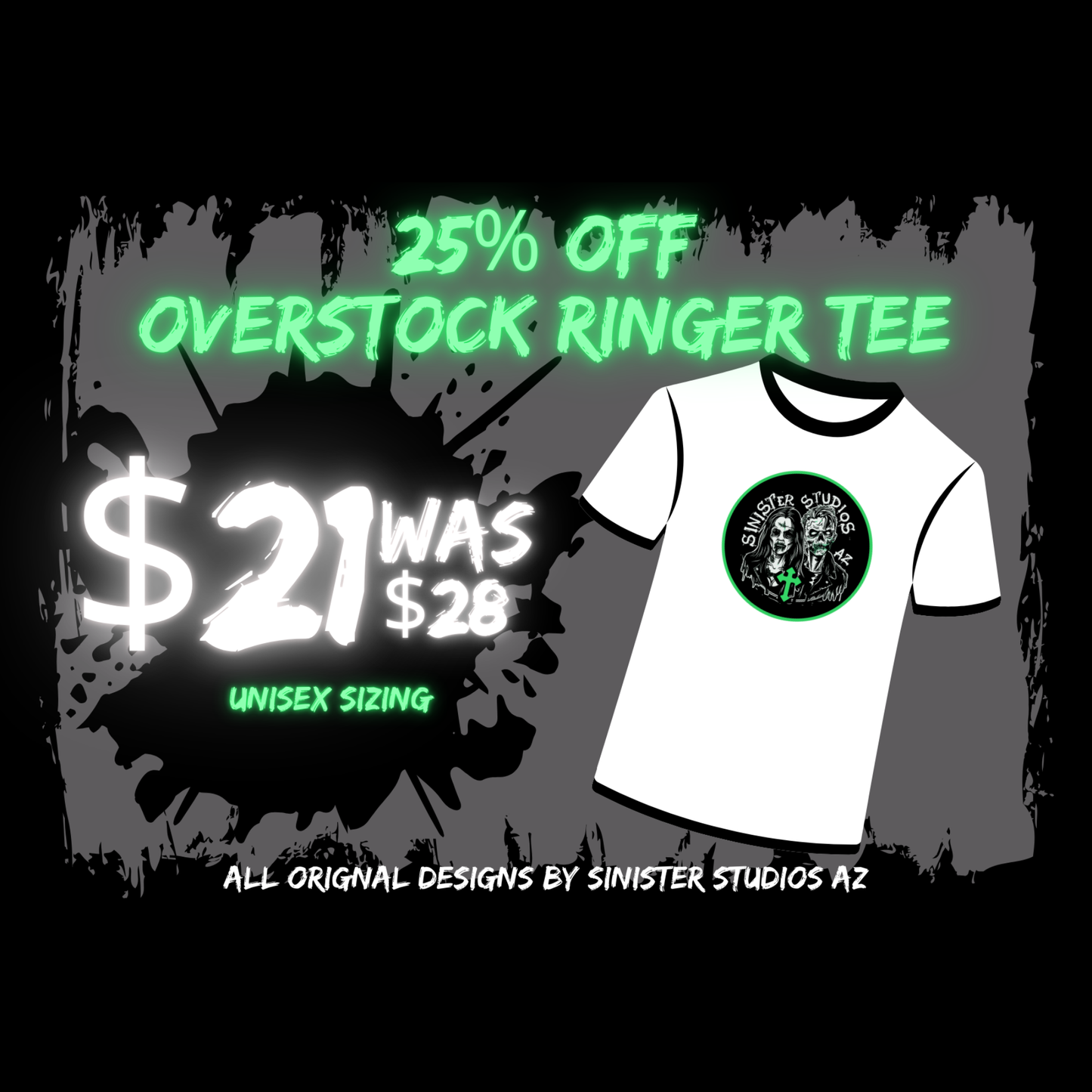 Rainbow Zombies Unisex Ringer Tee – Retro Horror Graphic Shirt – Black White Vintage Slasher Inspired Overstock Sale $21