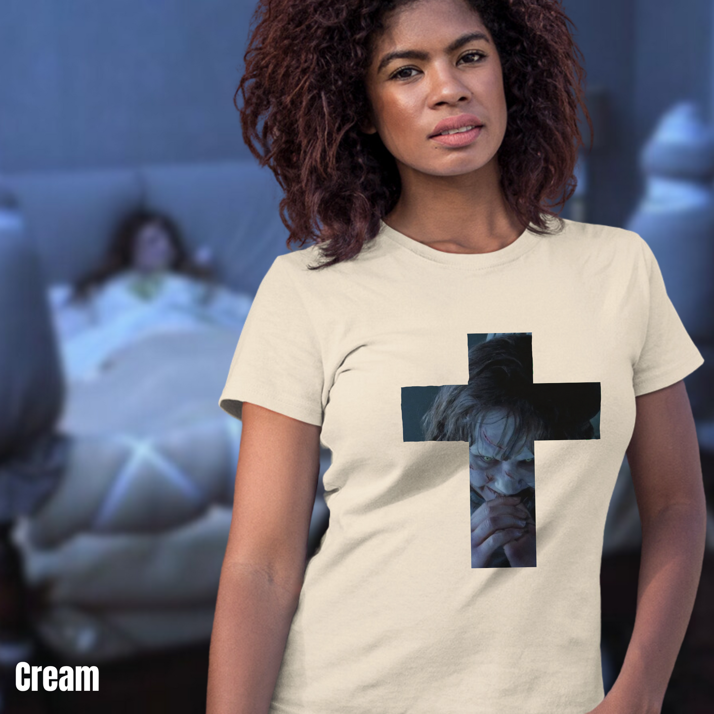 Crucifix Regan tee unisex horror tshirt for her horror fan tee gift Regan Exorcist tee for him horror graphic tee Exorcist movie tshirt