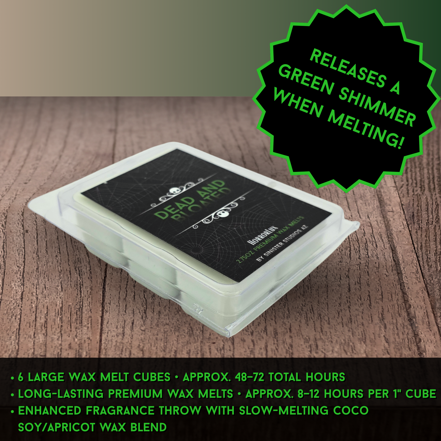 Dead and Bloated HorrorLux Candle & Wax Melts Set, Leather Tobacco Dirt Scent, Gothic Luxury Horror Candle Gift
