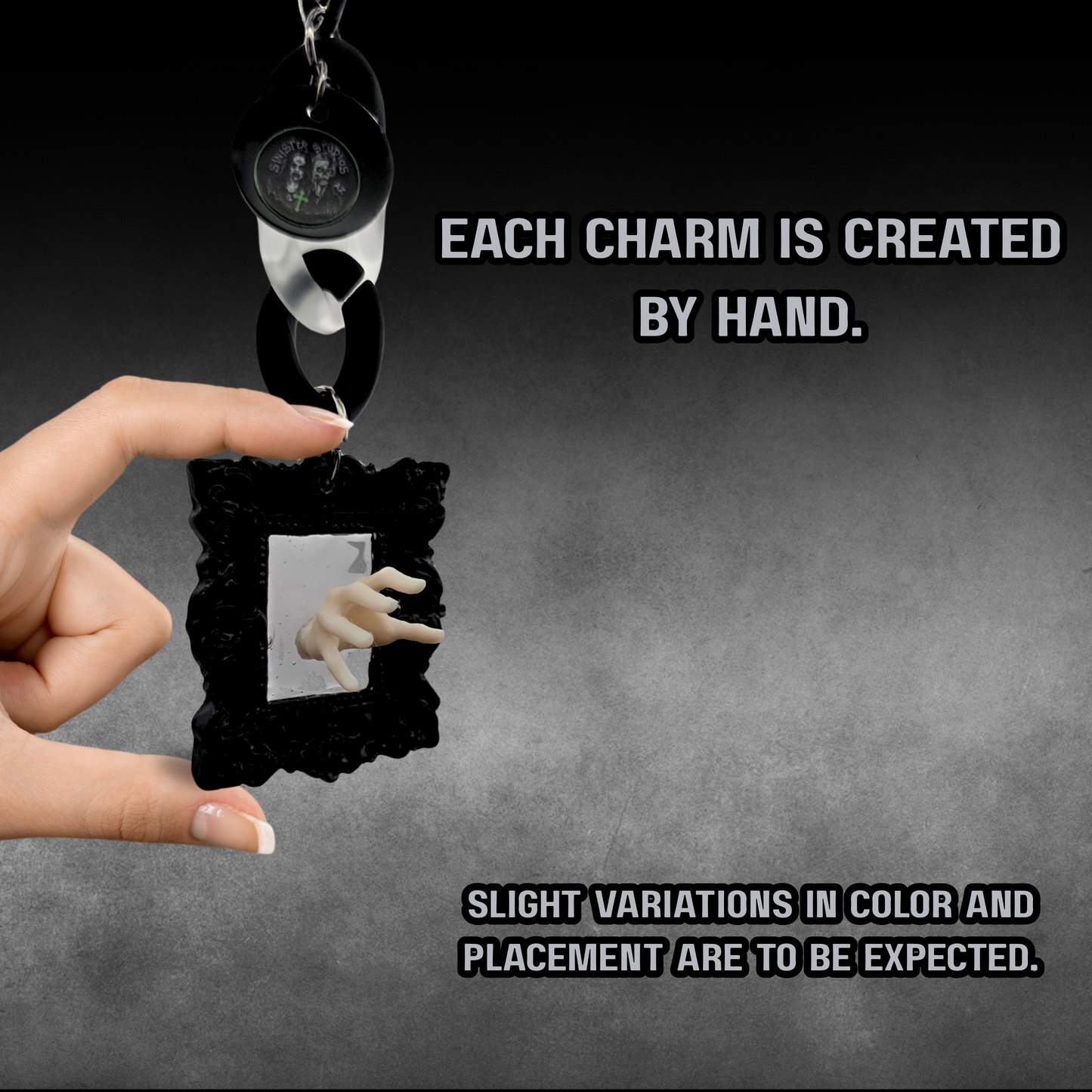 Ghostly Reach Mirror Bag Charm | Handmade Horror Purse Charm