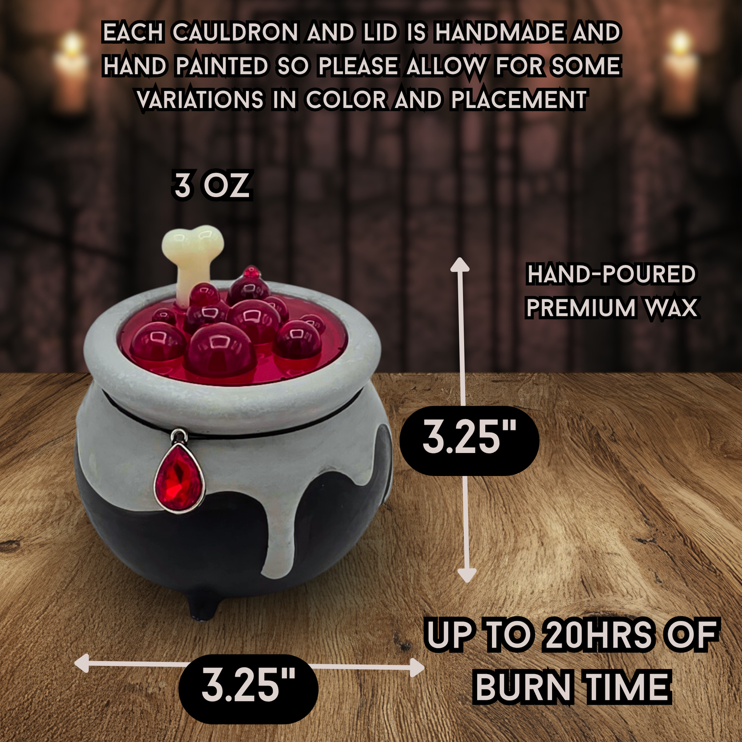 Handmade Cauldron Candle & Wax Melts | Gothic Witch Candle