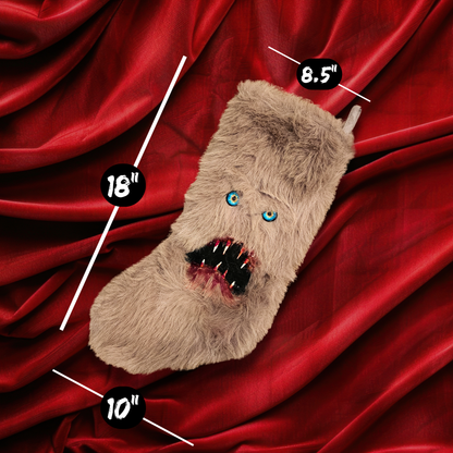 Monster Stalker Stocking | Faux Fur Monster Christmas Stocking | Horror Creepmas Décor | Handmade | 18" stocking