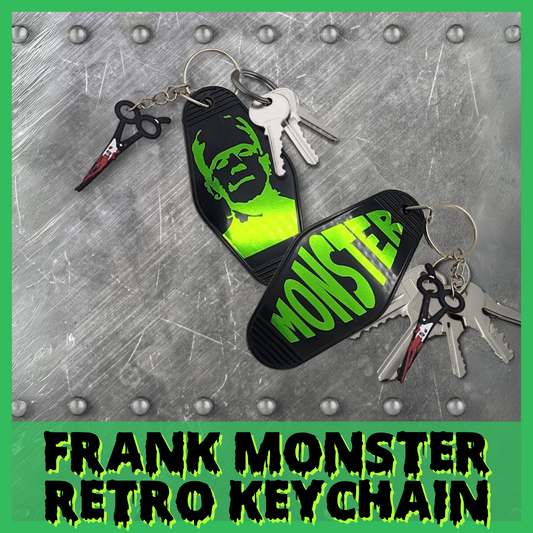Frank Monster retro motel keychain holographic monster keychain gift halloween party favor motel keychain retro horror movie monster gift