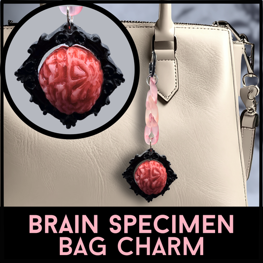Brain Specimen Bag Charm | Handmade Horror Purse Charm