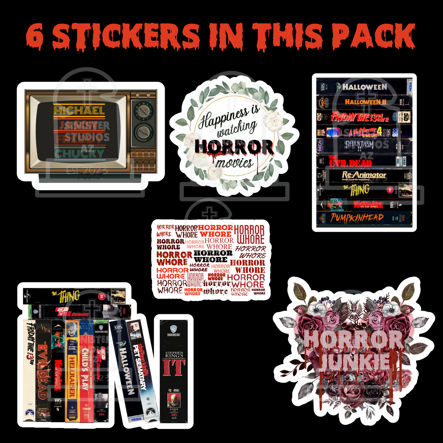 I love Horror Sticker Sheet water resistant stickers horror gift sticker sheet horror fan sticker decals waterproof sticker sheet horror fan