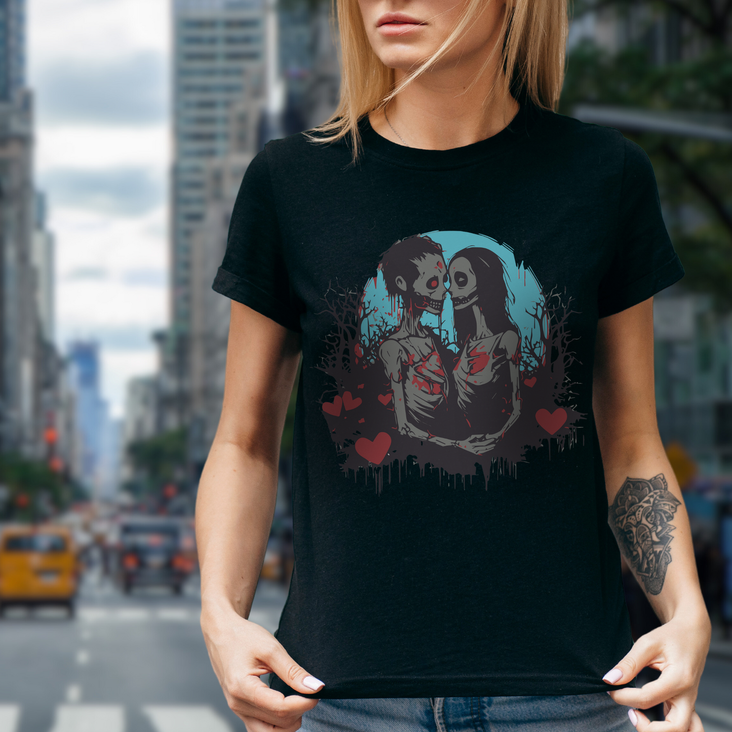 Zombie Love unisex tee gothic love tshirt gift for her valentine shirt for him couples shirt zombie shirt for her anniversary tee for couple