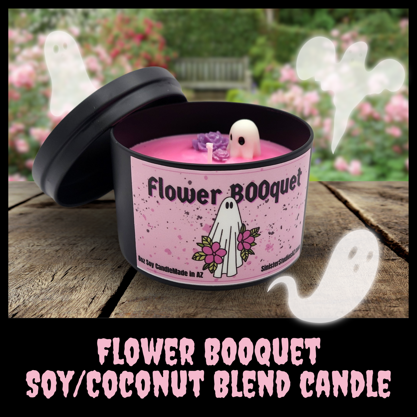 Flower BOOquet soy candle rose candle floral scented candle spooky candle gift creepy home decor gift for her valentine gift ghost candle