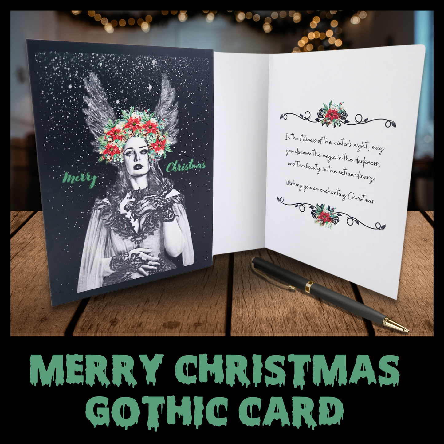 Merry Christmas Gothic Card gothic christmas card gift Witchy holiday card goth card for her