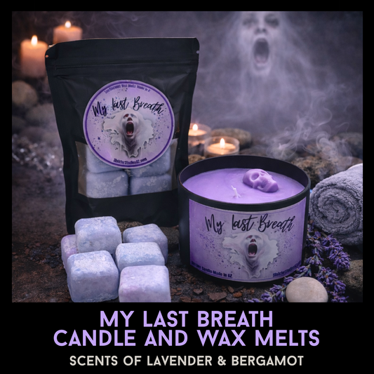 My Last Breath Horror Candle & Wax Melts | Lavender Bergamot Scent | Skull Candle | Gothic Home Decor | Spooky Gift Made in AZ