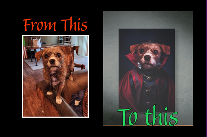 Dracula Custom Creepy Pet Portrait Personalized Pet portrait digital download killer pet portrait gift for