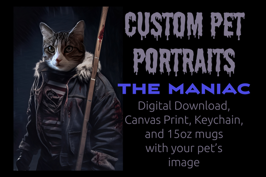 The Maniac Custom Creepy Pet Portrait Personalized Pet portrait digital download killer pet portrait gift for