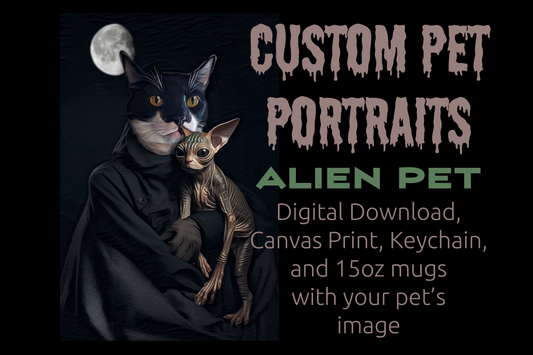 The Alien Pet Custom Creepy Pet Portrait Personalized Pet portrait digital download killer pet portrait gift for